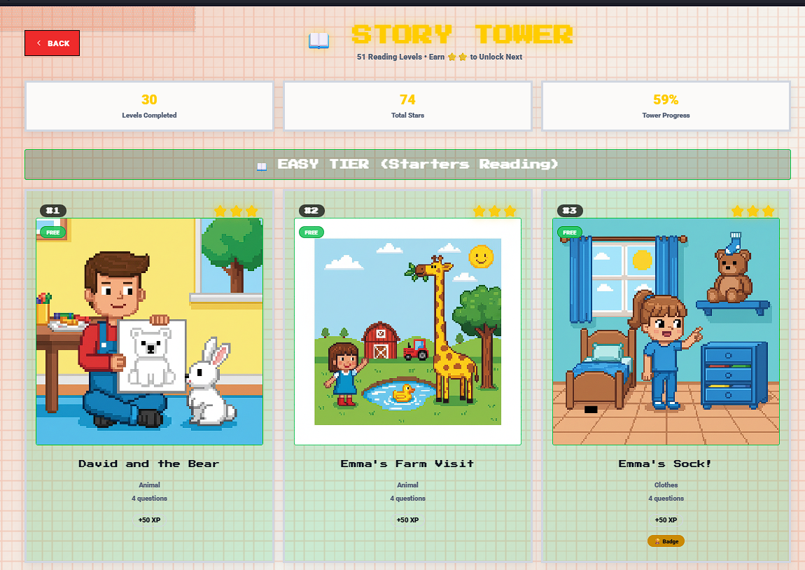Story Tower: 101 Progressive Reading Levels screenshot 1