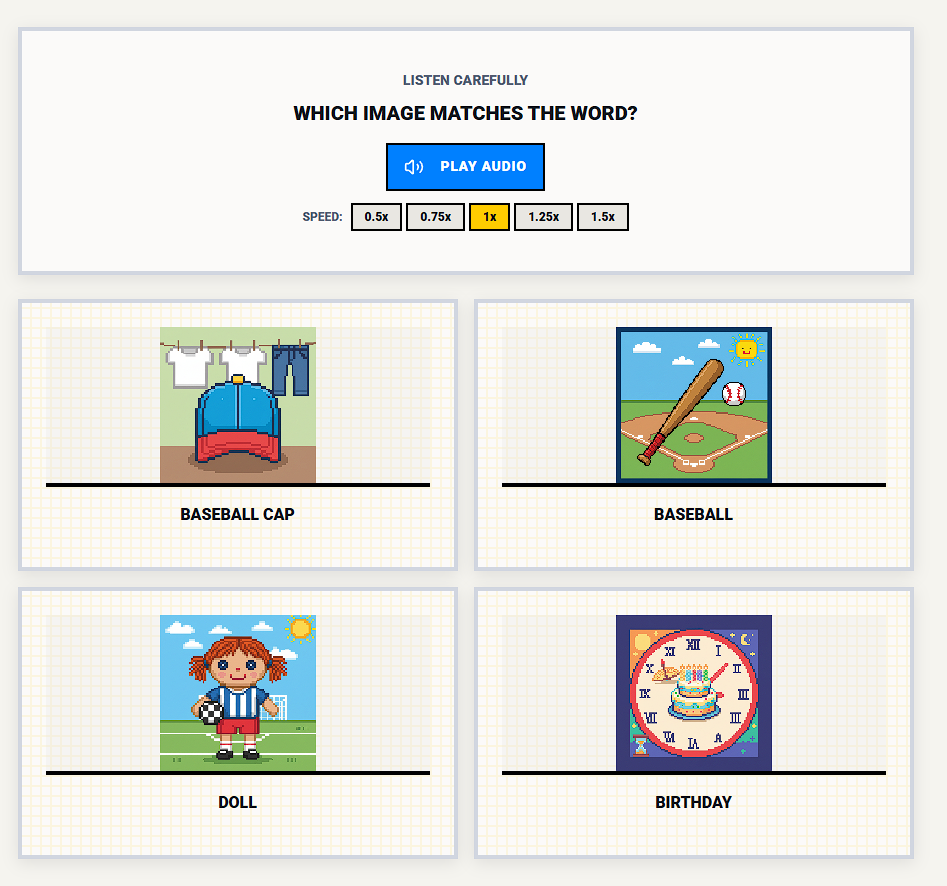 Listen & Choose: 77 Levels of Listening Comprehension screenshot 1