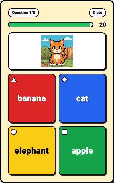 A question on a kid's phone with four picture answers